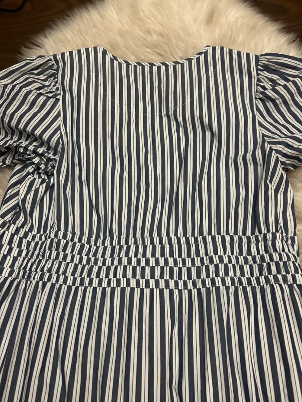 QUINCE 100% Organic Cotton Poplin Tiered Maxi Dress In Hudson Stripe Pockets - Picture 10 of 16